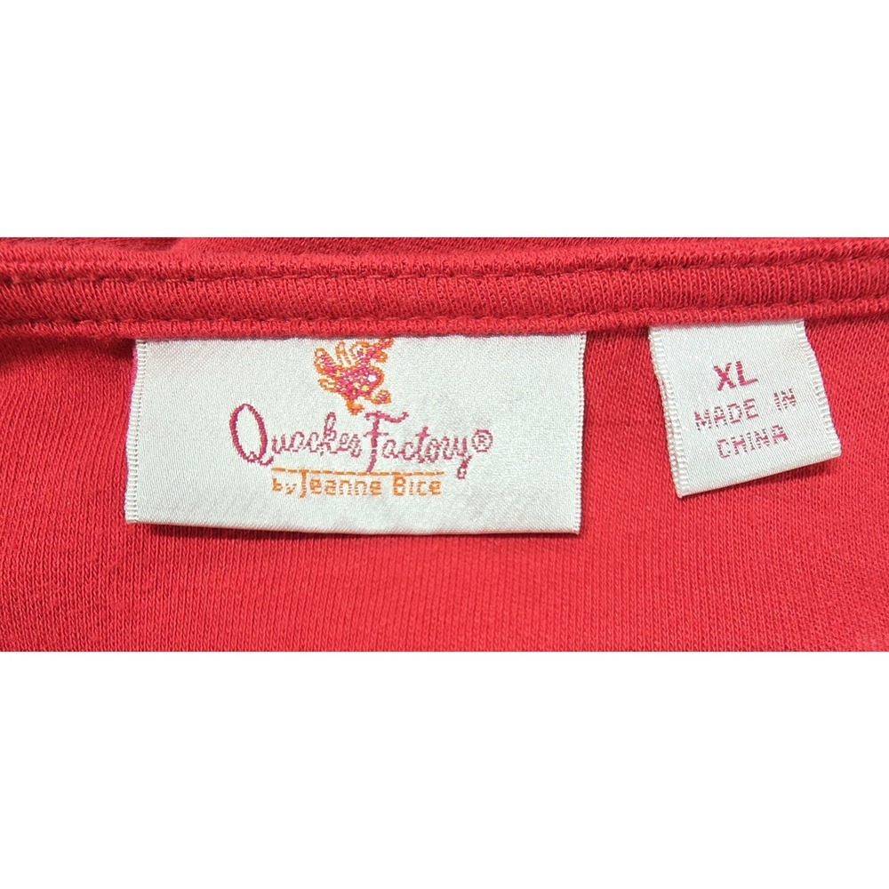 Quacker Factory Women's Holiday Joy V-Neck Cardigan Duet Tunic Top Red XL - Picture 14 of 16